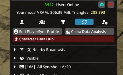 The Character Data Hub button