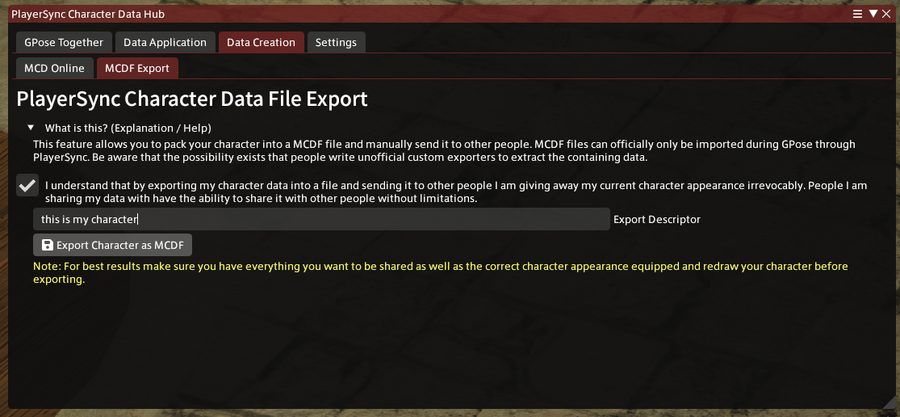Agreeing to the terms and exporting