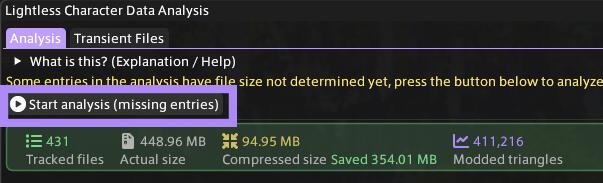 The Start analysis button